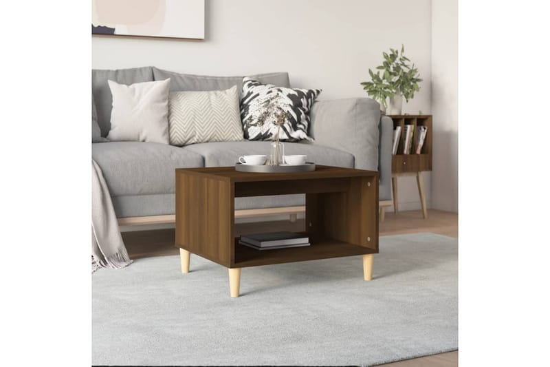 beBasic sofabord 60x40x50 cm konstrueret træ brun egetræsfarve - Brun - Møbler - Borde - Aflastningsbord - Lampebord