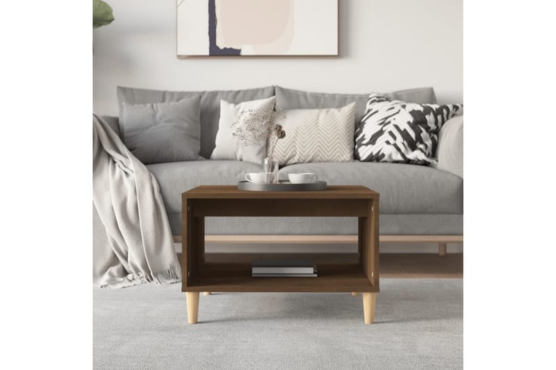 beBasic sofabord 60x40x50 cm konstrueret træ brun egetræsfarve - Brun - Møbler - Borde - Aflastningsbord - Lampebord