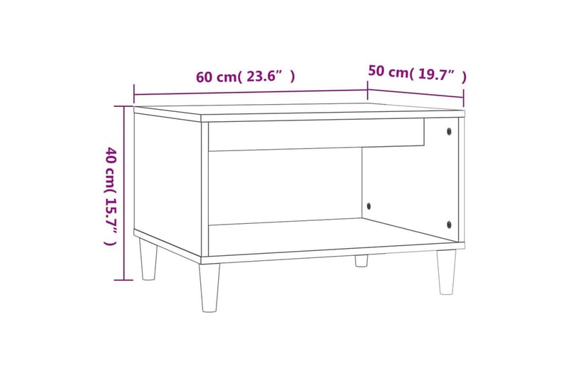 beBasic sofabord 60x40x50 cm konstrueret træ brun egetræsfarve - Brun - Møbler - Borde - Aflastningsbord - Lampebord