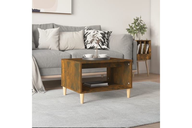 beBasic sofabord 60x40x50 cm konstrueret træ røget egetræsfarve - Brun - Lampebord - Bakkebord & små borde
