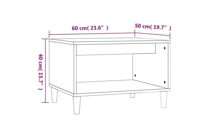 beBasic sofabord 60x40x50 cm konstrueret træ sort - Sort - Møbler - Borde - Aflastningsbord - Lampebord