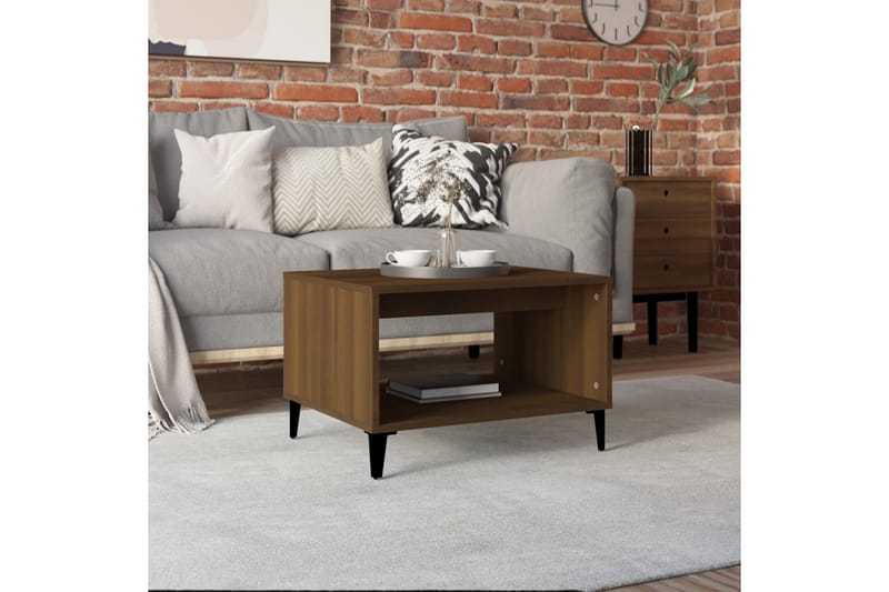 beBasic sofabord 60x50x40 cm konstrueret træ brun egetræsfarve - Brun - Lampebord - Bakkebord & små borde