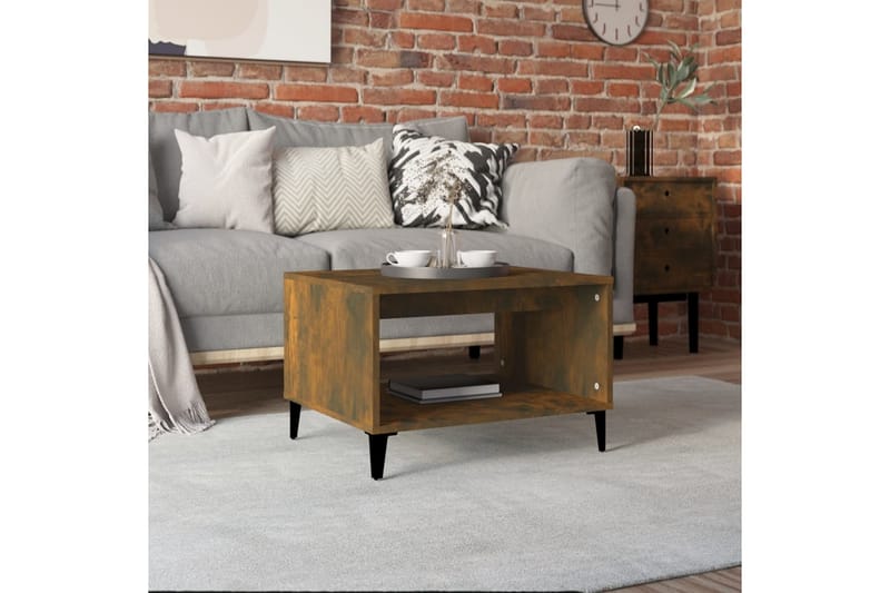 beBasic sofabord 60x50x40 cm konstrueret træ røget egetræsfarve - Brun - Lampebord - Bakkebord & små borde