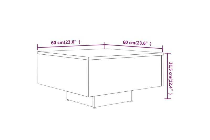 beBasic sofabord 60x60x31,5 cm konstrueret træ grå sonoma-eg - GrÃ¥ - Møbler - Borde - Aflastningsbord - Lampebord