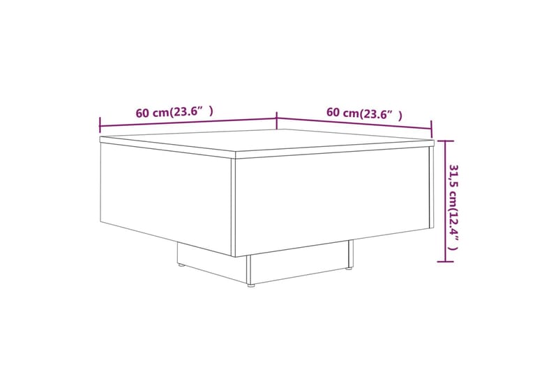 beBasic sofabord 60x60x31,5 cm konstrueret træ grå sonoma-eg - GrÃ¥ - Lampebord - Bakkebord & små borde