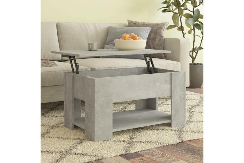 beBasic sofabord 79x49x41 cm konstrueret træ betongrå - GrÃ¥ - Møbler - Borde - Aflastningsbord - Lampebord