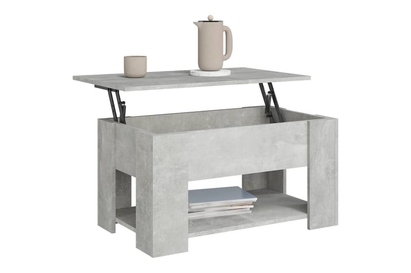 beBasic sofabord 79x49x41 cm konstrueret træ betongrå - GrÃ¥ - Møbler - Borde - Aflastningsbord - Lampebord