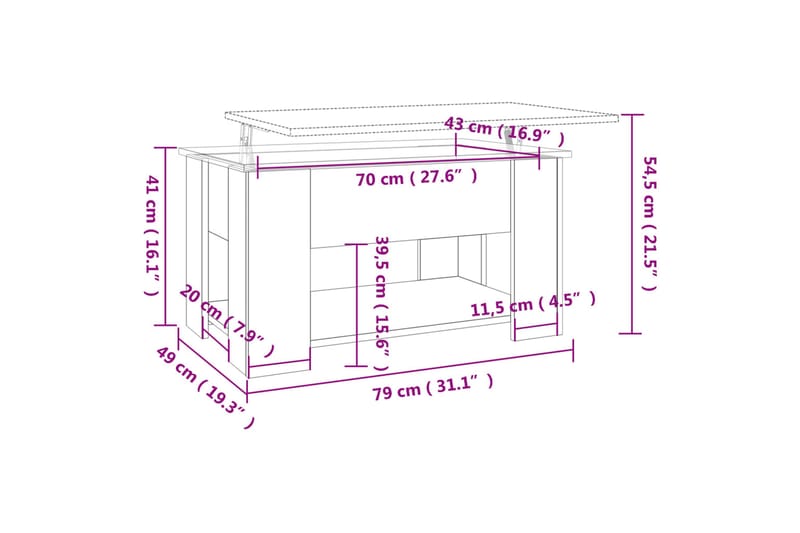 beBasic sofabord 79x49x41 cm konstrueret træ betongrå - GrÃ¥ - Lampebord - Bakkebord & små borde
