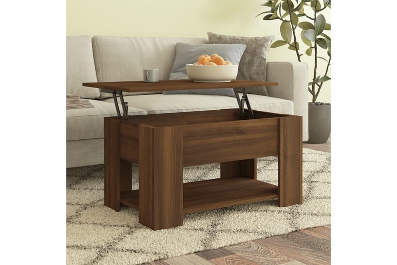 beBasic sofabord 79x49x41 cm konstrueret træ brun egetræsfarve - Brun - Møbler - Borde - Aflastningsbord - Lampebord