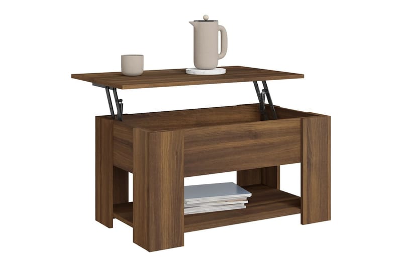 beBasic sofabord 79x49x41 cm konstrueret træ brun egetræsfarve - Brun - Møbler - Borde - Aflastningsbord - Lampebord