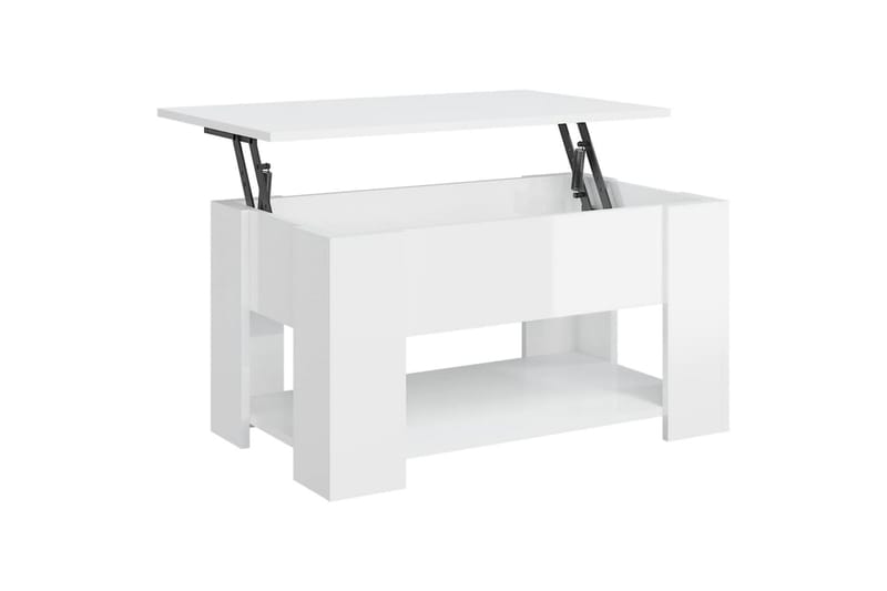 beBasic sofabord 79x49x41 cm konstrueret træ hvid højglans - Hvid - Lampebord - Bakkebord & små borde