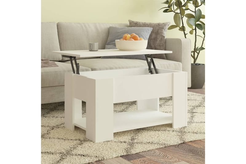 beBasic sofabord 79x49x41 cm konstrueret træ hvid - Hvid - Møbler - Borde - Aflastningsbord - Lampebord