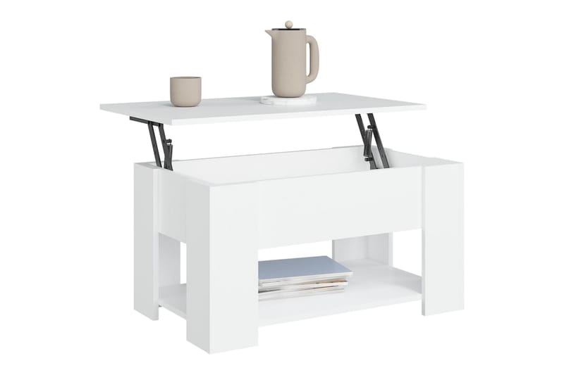 beBasic sofabord 79x49x41 cm konstrueret træ hvid - Hvid - Møbler - Borde - Aflastningsbord - Lampebord