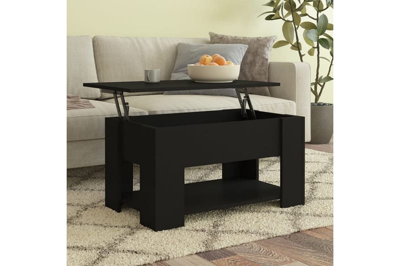 beBasic sofabord 79x49x41 cm konstrueret træ sort - Sort - Møbler - Borde - Aflastningsbord - Lampebord