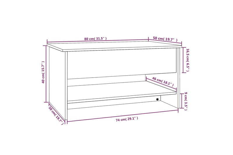 beBasic sofabord 80x50x40 cm konstrueret træ grå sonoma-eg - GrÃ¥ - Møbler - Borde - Aflastningsbord - Lampebord