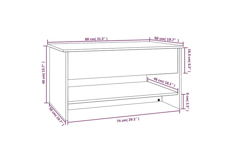 beBasic sofabord 80x50x40 cm konstrueret træ hvid - Hvid - Lampebord - Bakkebord & små borde