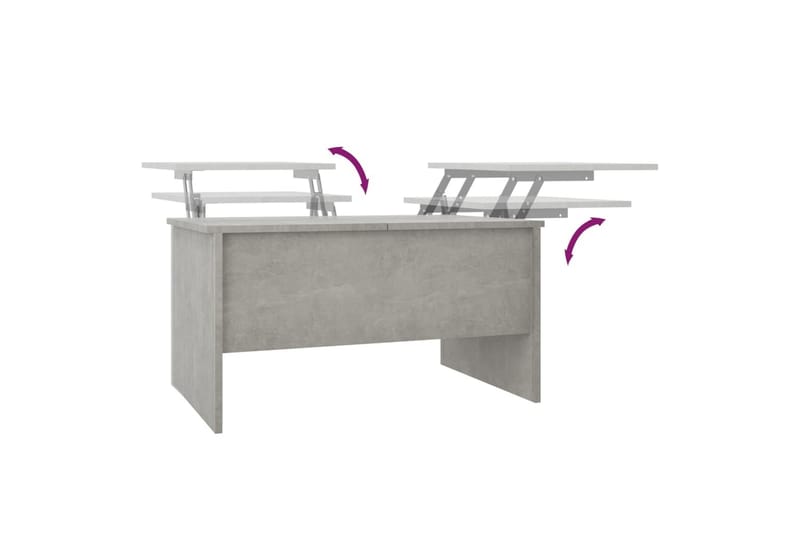 beBasic sofabord 80x50x42,5 cm konstrueret træ betongrå - GrÃ¥ - Lampebord - Bakkebord & små borde