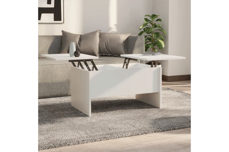 beBasic sofabord 80x50x42,5 cm konstrueret træ hvid - Hvid - Lampebord - Bakkebord & små borde