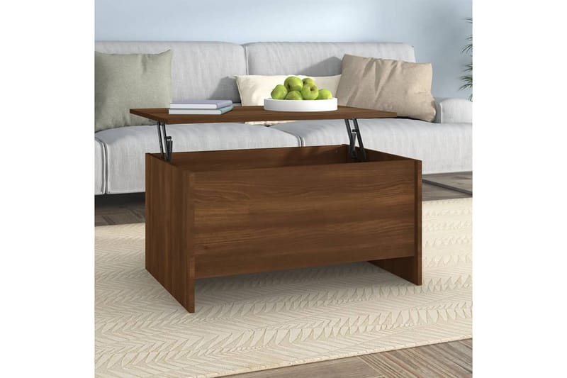 beBasic sofabord 80x55,5x41,5 cm konstrueret træ brun egetræsfarve - Brun - Møbler - Borde - Aflastningsbord - Lampebord