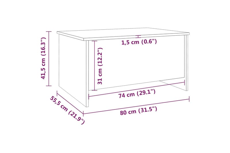 beBasic sofabord 80x55,5x41,5 cm konstrueret træ hvid højglans - Hvid - Lampebord - Bakkebord & små borde