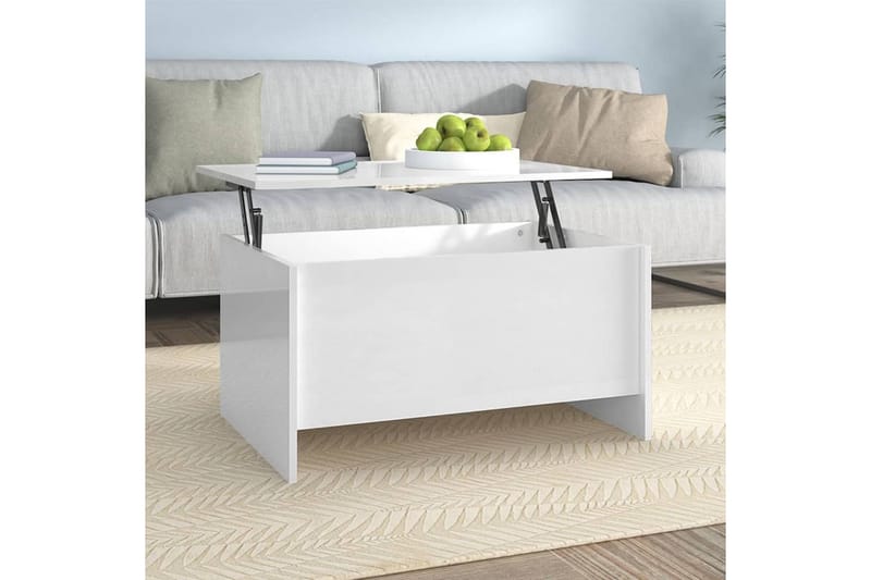 beBasic sofabord 80x55,5x41,5 cm konstrueret træ hvid højglans - Hvid - Lampebord - Bakkebord & små borde