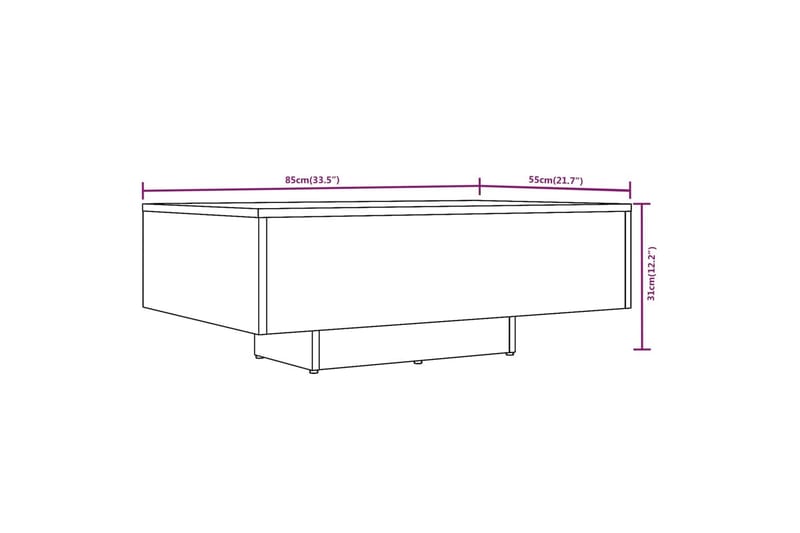 beBasic sofabord 85x55x31 cm konstrueret træ grå sonoma-eg - GrÃ¥ - Møbler - Borde - Aflastningsbord - Lampebord