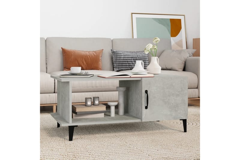 beBasic sofabord 90x50x40 cm konstrueret træ betongrå - GrÃ¥ - Lampebord - Bakkebord & små borde