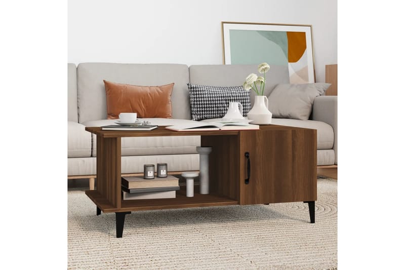 beBasic sofabord 90x50x40 cm konstrueret træ brun egetræsfarve - Brun - Møbler - Borde - Aflastningsbord - Lampebord