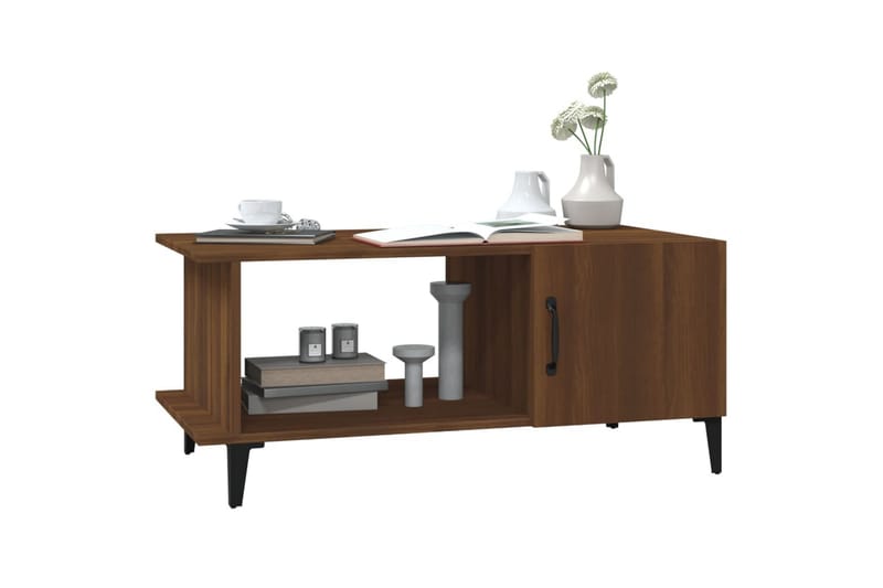 beBasic sofabord 90x50x40 cm konstrueret træ brun egetræsfarve - Brun - Møbler - Borde - Aflastningsbord - Lampebord