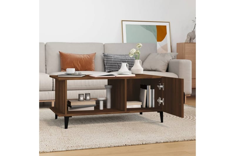 beBasic sofabord 90x50x40 cm konstrueret træ brun egetræsfarve - Brun - Møbler - Borde - Aflastningsbord - Lampebord