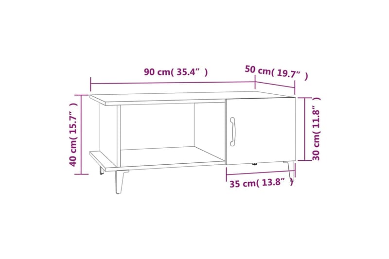 beBasic sofabord 90x50x40 cm konstrueret træ brun egetræsfarve - Brun - Møbler - Borde - Aflastningsbord - Lampebord