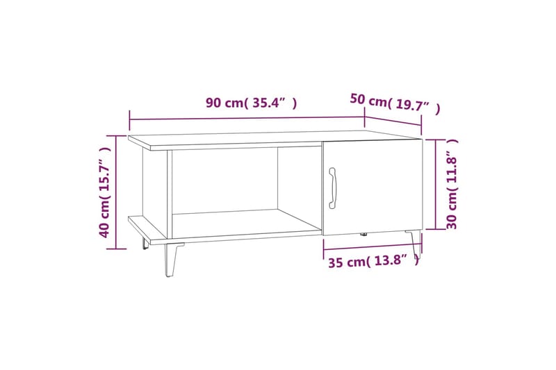 beBasic sofabord 90x50x40 cm konstrueret træ brun egetræsfarve - Brun - Lampebord - Bakkebord & små borde