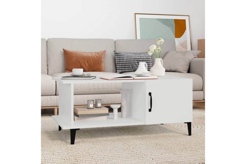 beBasic sofabord 90x50x40 cm konstrueret træ hvid - Hvid - Møbler - Borde - Aflastningsbord - Lampebord