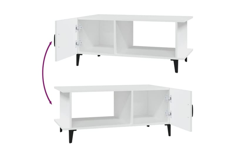 beBasic sofabord 90x50x40 cm konstrueret træ hvid - Hvid - Lampebord - Bakkebord & små borde