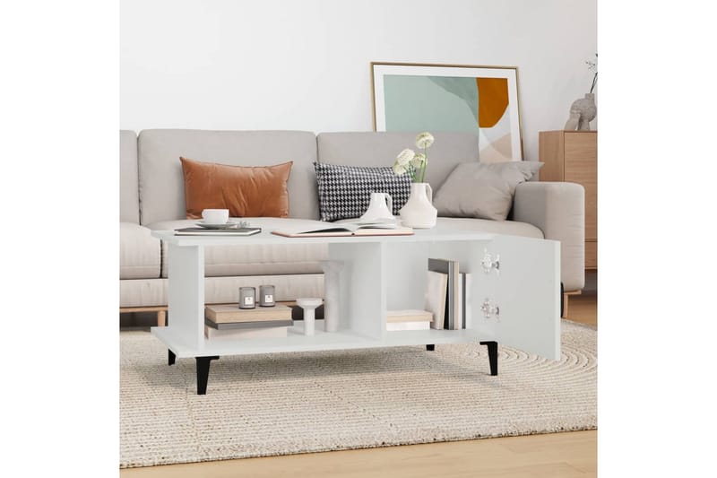 beBasic sofabord 90x50x40 cm konstrueret træ hvid - Hvid - Møbler - Borde - Aflastningsbord - Lampebord