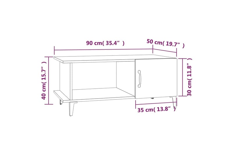 beBasic sofabord 90x50x40 cm konstrueret træ hvid - Hvid - Lampebord - Bakkebord & små borde