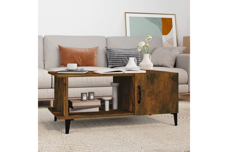 beBasic sofabord 90x50x40 cm konstrueret træ røget egetræsfarve - Brun - Lampebord - Bakkebord & små borde