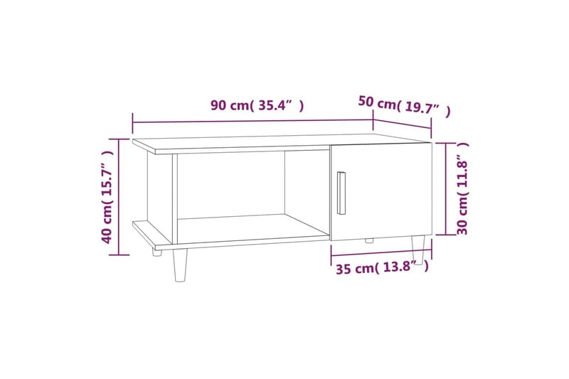 beBasic sofabord 90x50x40 cm konstrueret træ sort - Sort - Lampebord - Bakkebord & små borde