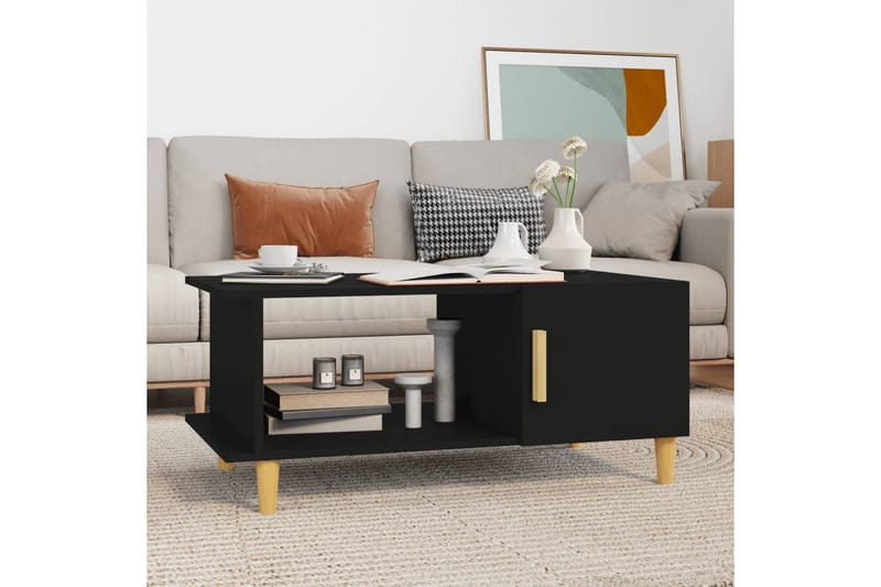 beBasic sofabord 90x50x40 cm konstrueret træ sort - Sort - Møbler - Borde - Aflastningsbord - Lampebord