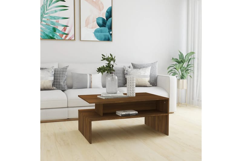 beBasic sofabord 90x60x42,5 cm konstrueret træ brun egetræ - Brun - Lampebord - Bakkebord & små borde
