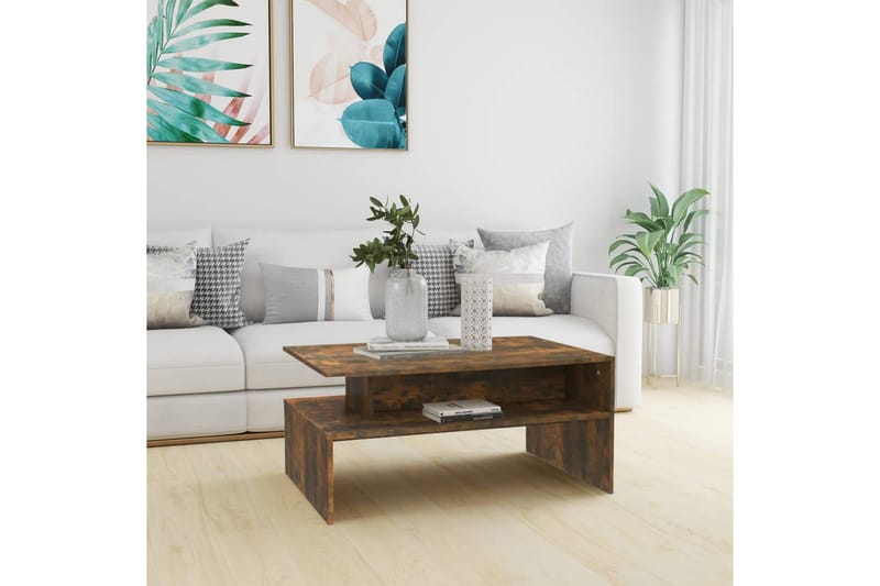 beBasic sofabord 90x60x42,5 cm konstrueret træ røget egetræsfarve - Brun - Lampebord - Bakkebord & små borde