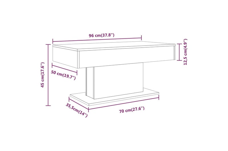 beBasic sofabord 96x50x45 cm konstrueret træ brun egetræsfarve - Brun - Lampebord - Bakkebord & små borde