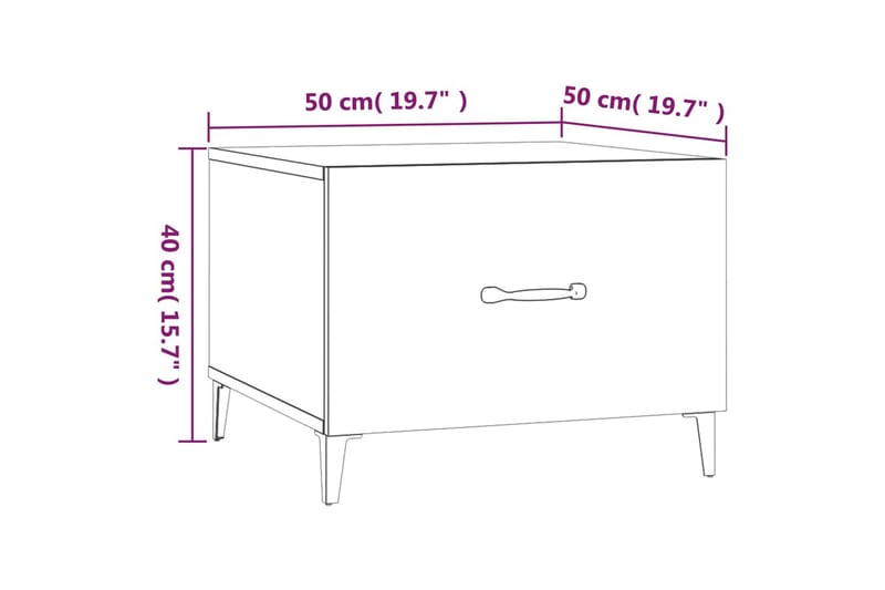 beBasic sofabord med metalben 2 stk. 50x50x40 cm hvid - Hvid - Lampebord - Bakkebord & små borde