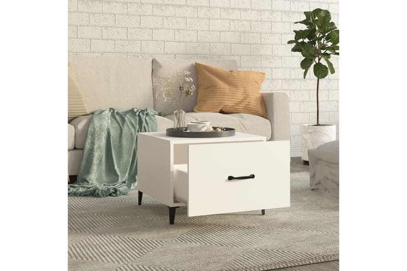 beBasic sofabord med metalben 2 stk. 50x50x40 cm hvid - Hvid - Lampebord - Bakkebord & små borde