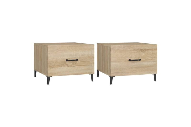 beBasic sofabord med metalben 2 stk. 50x50x40 cm sonoma-eg - Brun - Møbler - Borde - Aflastningsbord - Lampebord