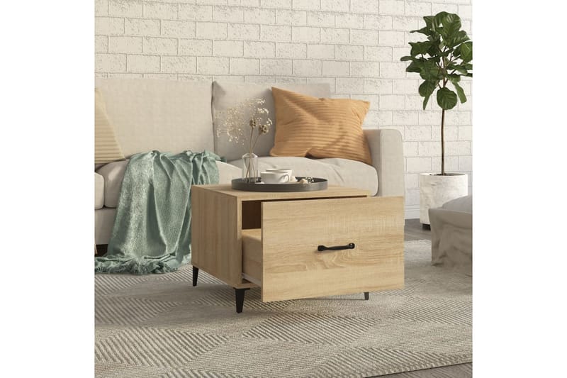 beBasic sofabord med metalben 2 stk. 50x50x40 cm sonoma-eg - Brun - Møbler - Borde - Aflastningsbord - Lampebord