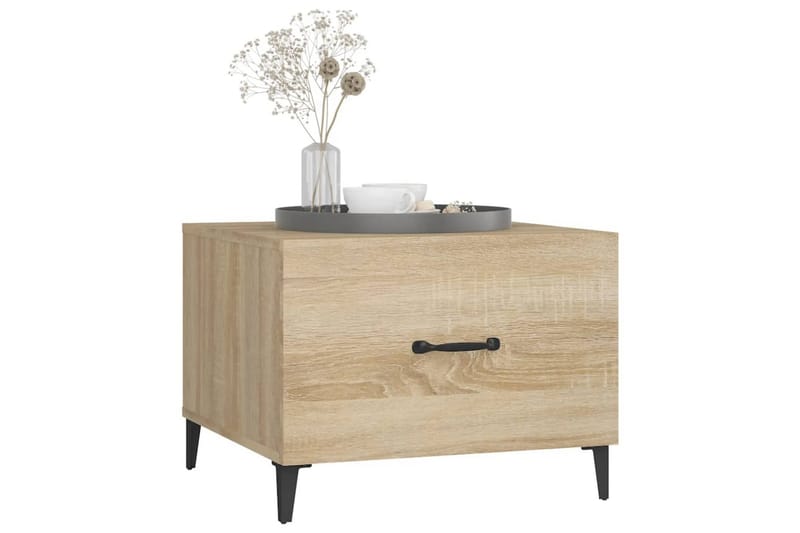 beBasic sofabord med metalben 2 stk. 50x50x40 cm sonoma-eg - Brun - Lampebord - Bakkebord & små borde