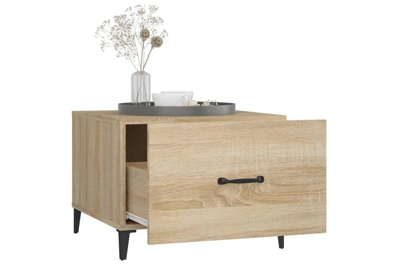 beBasic sofabord med metalben 2 stk. 50x50x40 cm sonoma-eg - Brun - Møbler - Borde - Aflastningsbord - Lampebord