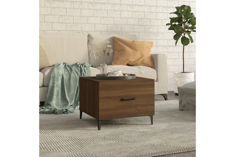 beBasic sofabord med metalben 50x50x40 cm brun egetræsfarve - Brun - Lampebord - Bakkebord & små borde