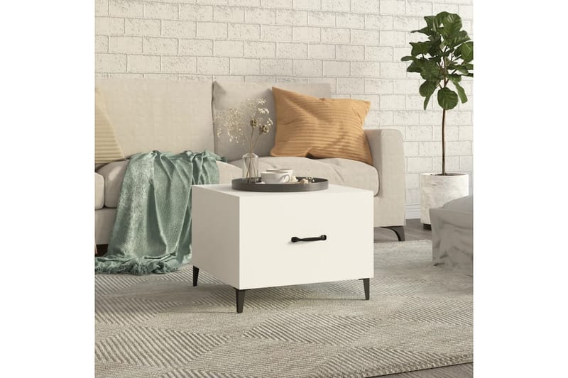 beBasic sofabord med metalben 50x50x40 cm hvid - Hvid - Lampebord - Bakkebord & små borde